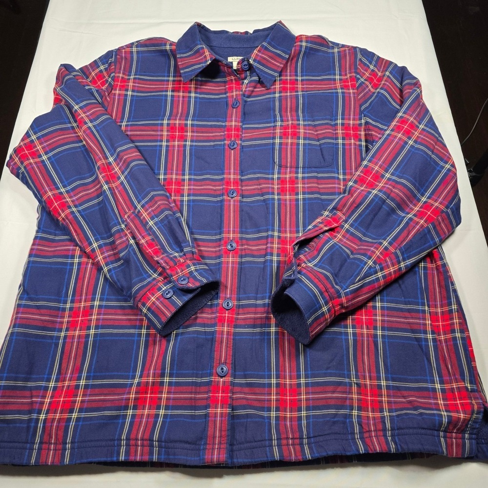 L.L.Bean Fleece Lined Flannel Shirt Jacket Women's XL Gorpcore Outdoor